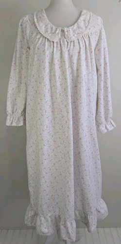 Vintage Flanell Nachthemd 2er Set Oma Prärie bescheiden weich M L Blumen Spitze - Bild 9 von 17