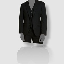 Alfani Men's Black Slim-Fit Jacket Vest Pants 3-Piece Suit Size 36R 32W 30L