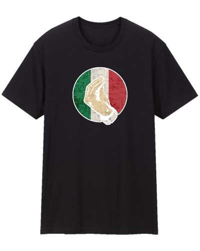 Italia Italy Novelty Retro Hand Gesture Italian Flag Tee Shirt Size S-2XL