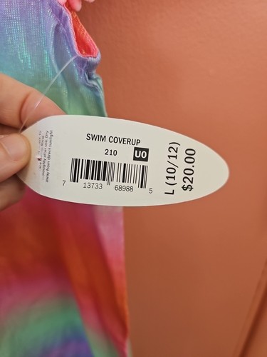 NWT Wave Zone Girls L(10/12) Swimsuit Cover Metallic Rainbow Beach Dress - Picture 5 of 7