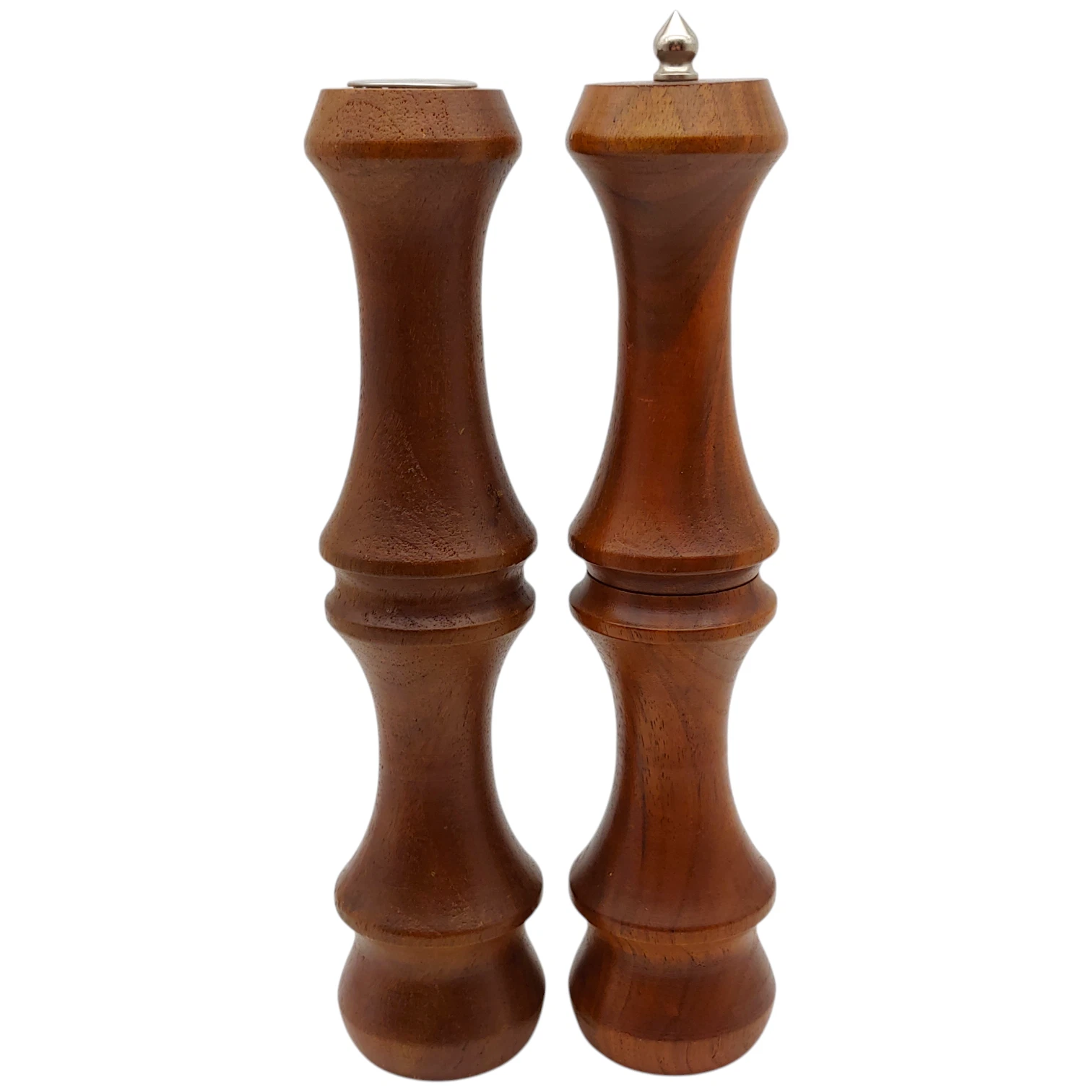 Solid Wood Salt Shaker & Pepper Mill Grinder - 9.5" Tall Dark Brown Set of 2