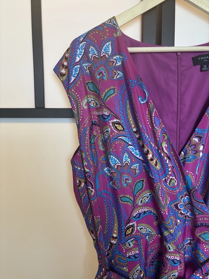 Tahari ASL Womens 16 Pleated Leg Jumpsuit Paisley Floral Resort Career Boho NWT - Image 4 of 4