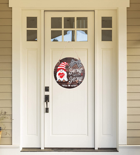 Interchangeable Seasonal Gnome Sweet Gnome Welcome Sign Front Door Decor Wooden - Picture 8 of 12