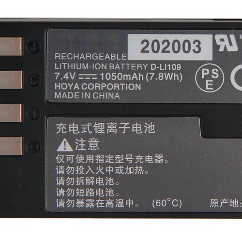 Pentax D-Li109 DLi109 Camera Battery for Kr K2 KS1 KS2 K30 K50 K500 K-2 Camera - Picture 4 of 8