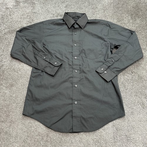 George Dress Shirt Men Small Dark Gray Button Down Long Sleeve Workwear Business