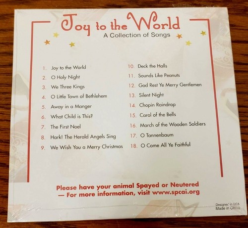 Joy to the World A Collection of Songs ((Digipak) Christmas Collection CD SPCA - Picture 2 of 2