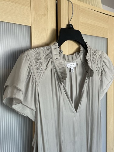 Current Air Zoe Pleated Mini Dress Drop Waist Women's Sz S Peasant Anthropologie - Picture 4 of 6