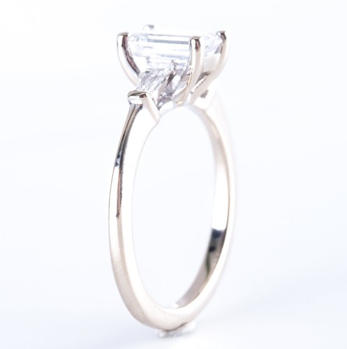 18k White Gold "D" Internally Flawless Diamond Three-Stone Engagement Ring 1ctw - Picture 11 of 12