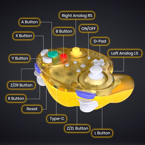 Wireless GameCube WaveBird Replacement Controller w Rumble for Wii Gamecube GCN - Picture 5 of 42
