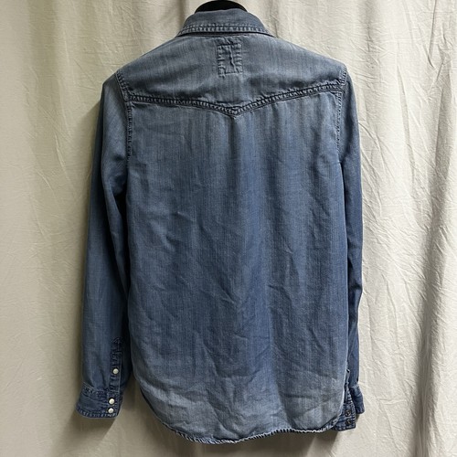 Top donna American Eagle piccolo denim perla bottoni a pressione western - Foto 9 di 10