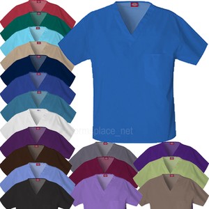 DICKIES-Scrubs-Shirts-UNISEX-Men-Women-EDS-V-NECK-Top-Chest-Pocket-810106-Shirt
