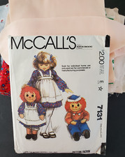 Raggedy Ann Pattern McCalls 7131 w/ Pre-cut Fabric for Dolls Clothes 36" Doll