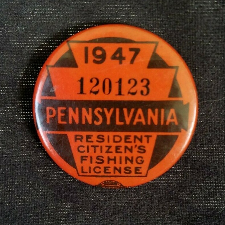 1947 Pennsylvania Resident Citizen's Fishing License Pinback #12 1947 Pennsylvania Resident Citizen's Fishing License Pinback #12