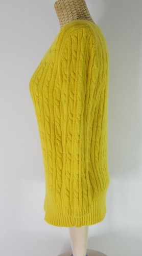 Vintage LOFT Ann Taylor Womens Small Marigold Yellow 3/4 Sleeve Cable Sweater - Picture 5 of 9
