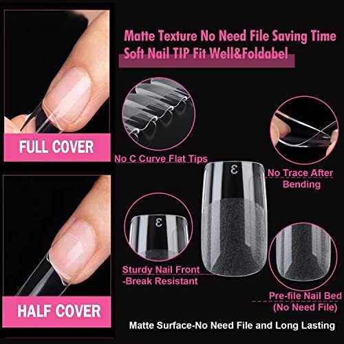 504PCS Short Nail Tips Square Shape Nail Extension Square Pre A1-Short Square - Picture 3 of 7