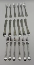 DANSK SILHOUETTE 6 Butter Spreaders & 12 Cocktail Forks