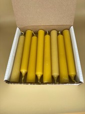 Set of 8 Pure Beeswax Pillar Candles 7" Each Natural Yellow, Eco-Friendly