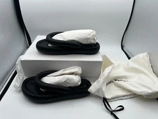 Isabel Marant Genuine Orene Leather Puffy Thong Sandals - Black - Size 37