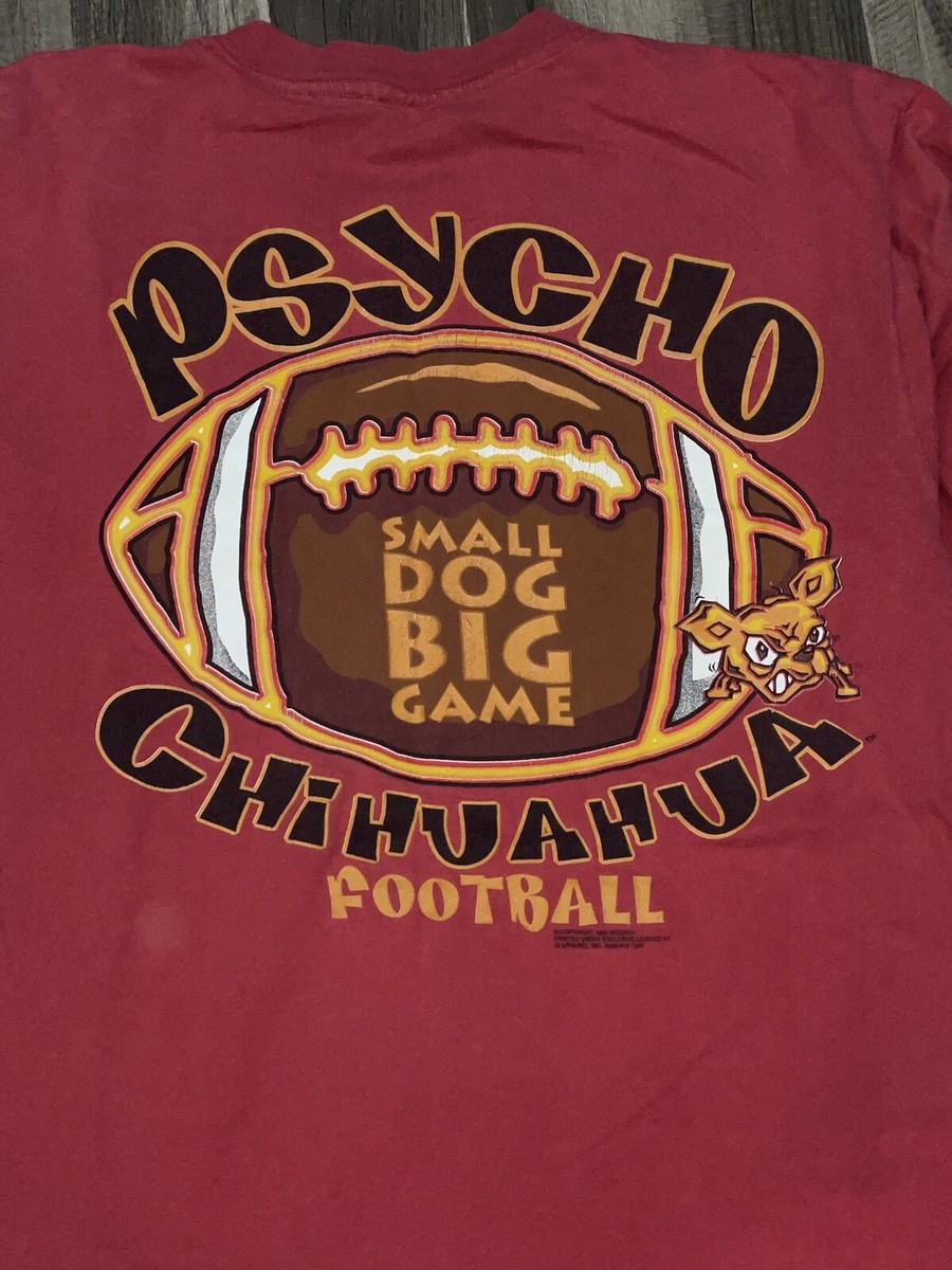 Vintage 90s Psycho Chihuahua Football T Shirt Red Gildan