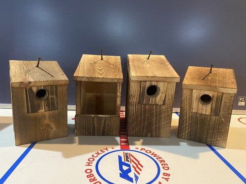 4 Cedar Bird Houses, Bluebird, Wren, Chickadee, Cardinal, Natural or Scorched - Picture 6 of 6
