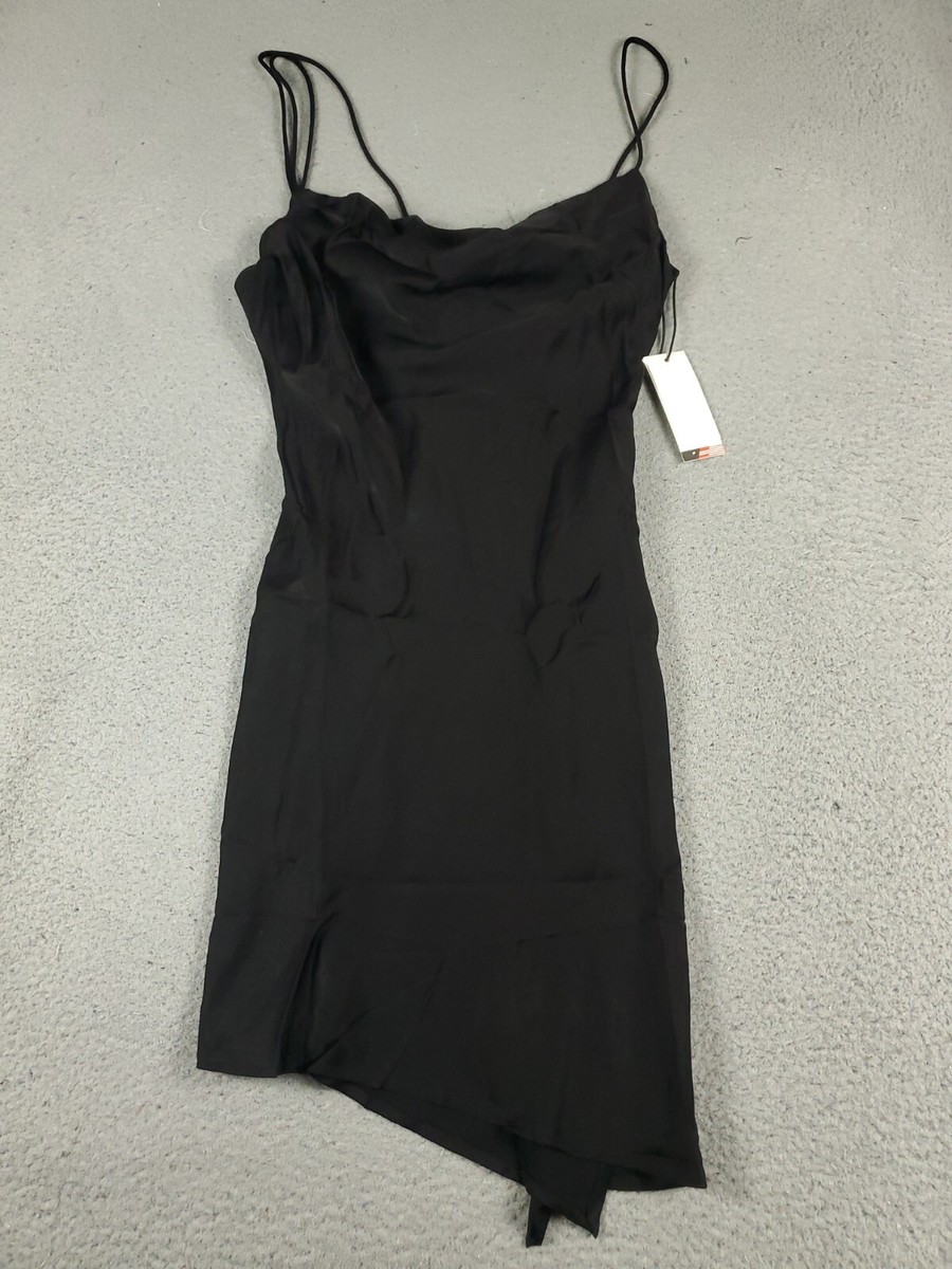 knee length dresses for ladies BLACK SATIN SLIP DRESS – Delikate Rayne