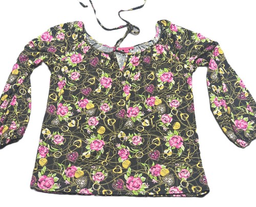 Betsy Johnson Damen Langarm Polyestermischung Mehrfarbig Blumenmuster Freizeit Oberteil L - Bild 1 von 11