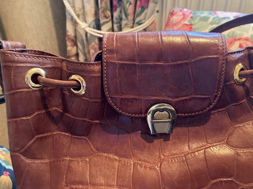 Aigner Schultertasche cognac Kroko 31x25 - Bild 6 von 9