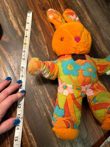 1960s Gund Stuffed Bunny Rabbit Plush Groovy Pattern ~ 15 Inch ~ Rare item - Picture 10 of 11
