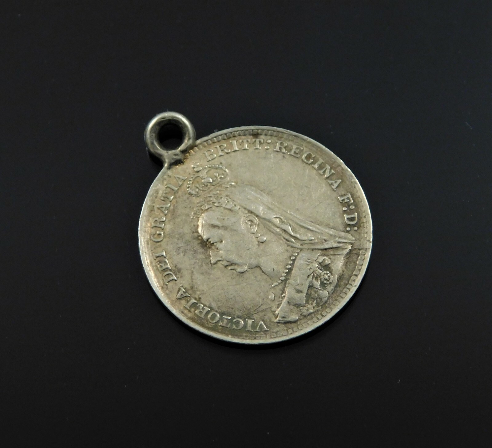 Antique Victorian Lucky Silver UK 3d Coin Fob Cha… - image 5