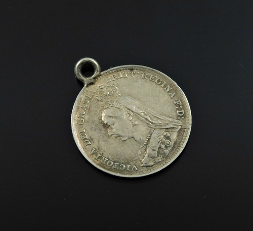 Antique Victorian Lucky Silver UK 3d Coin Fob Charm Love Token Keepsake - Picture 5 of 8