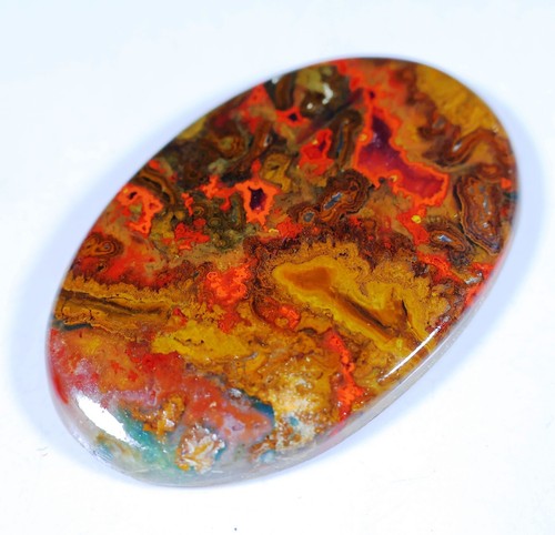RARE NATURAL RED MOSS CRAZY MOROCCO SEAM AGATE OVAL CABOCHON GEMSTONE FS- - Picture 2 of 21