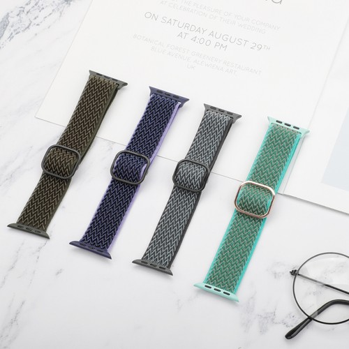 Correa de reloj elástica con textura de nailon para Apple Watch 42/44/45/46/49/38/40/41 mm - Imagen 13 de 61