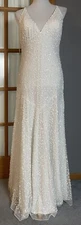 Cache Beaded Formal Wedding Gown 10 White Backless Sexy Fairy Prom Pageant