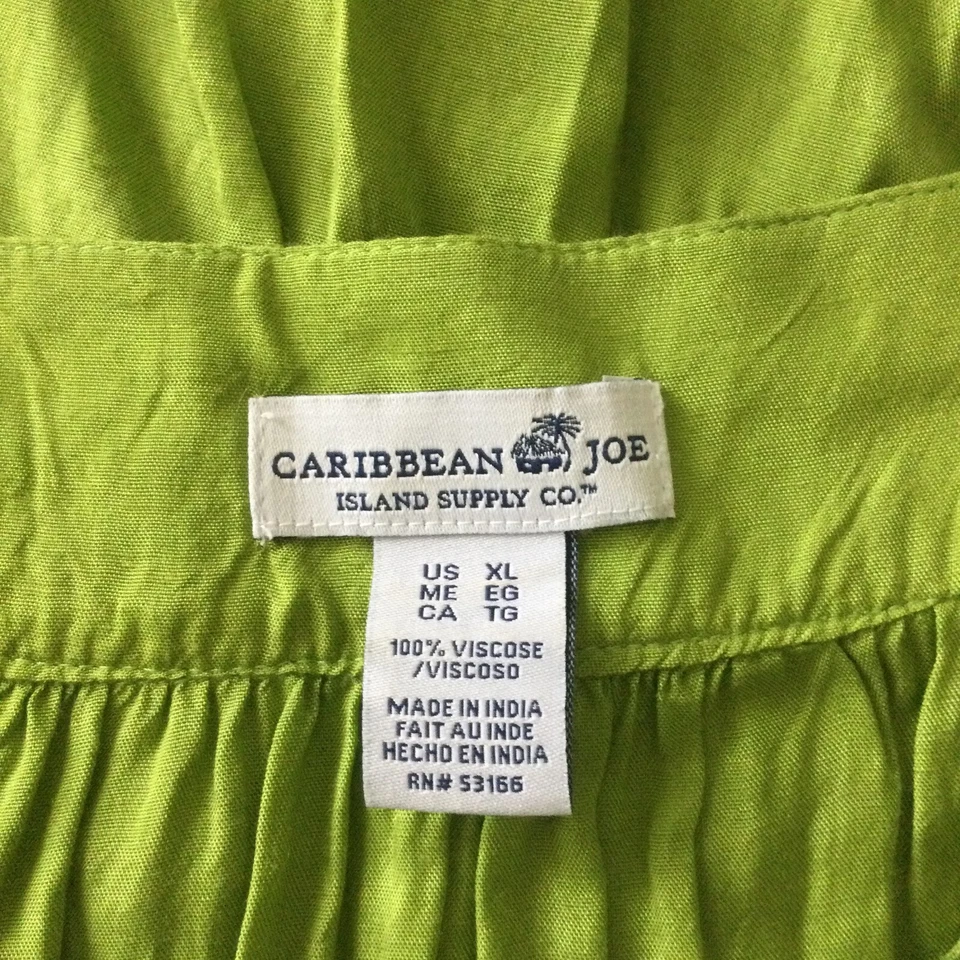 Top túnica manga larga cuello barco verde Caribbean Joe XL adornado Foto 4 de 4