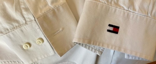 RARA Camisa Blanca con Botones Tommy Hilfiger Mangas Largas Para Hombre S Ohio Logotipo Estatal - Imagen 5 de 6