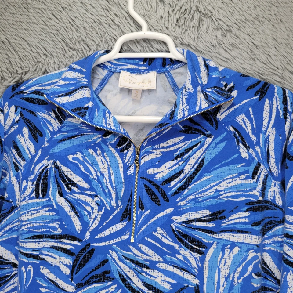 Moletom Cappagallo Feminino Médio Azul Floral 1/2 Zíper Pulôver Manga Longa - Imagem 2 de 4