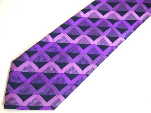 BCBG Attitude Mens Necktie Tie Purple Checkered 59" - 第 1/4 張圖片