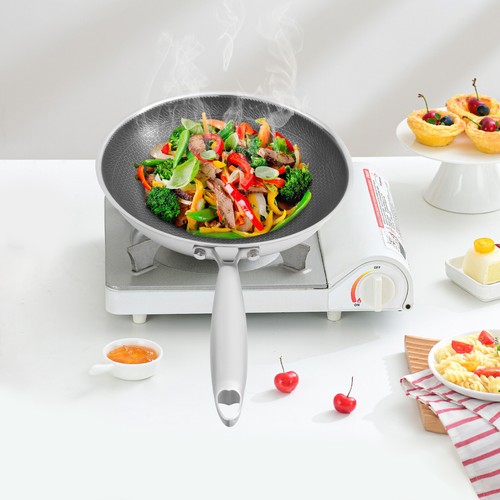 Stainless Steel Honeycomb Wok, Stainless Steel Cooking Frying Pan, Stir-fry Pan - Picture 4 of 19