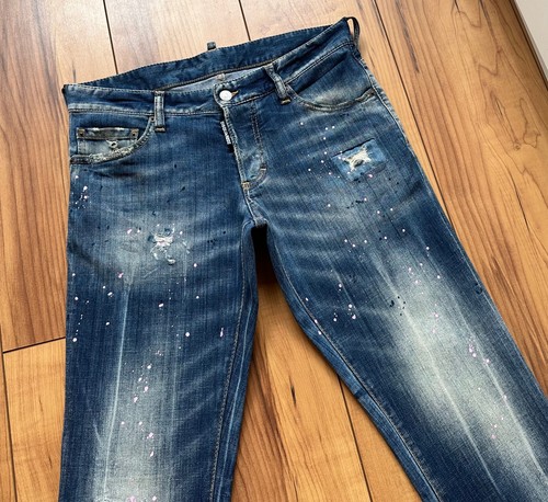 100%ORIG DSQUARED SLIM JEANS GR.46 BLAU DISTRESSED PINK SPOTS S/S15 S74LA0729 - Bild 3 von 18