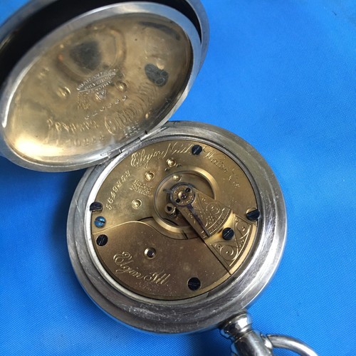 Antique 1895 Elgin Illinois 18s Hunting Pocket Watch Silveroid Runs - Picture 11 of 12