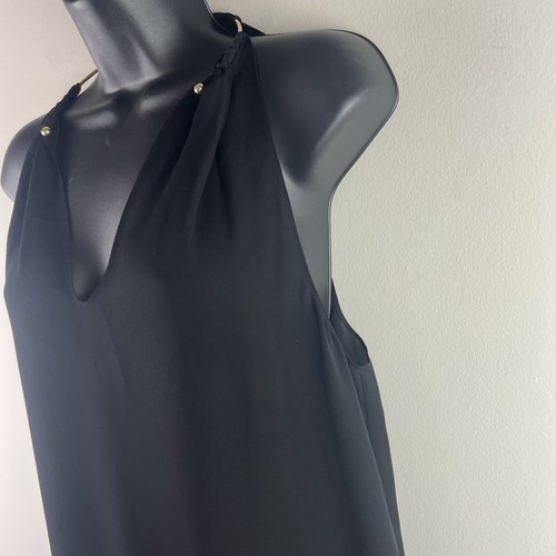 Ramy Brook Top Silk Halter Tank Black Gold Hardware Size M - Picture 4 of 7