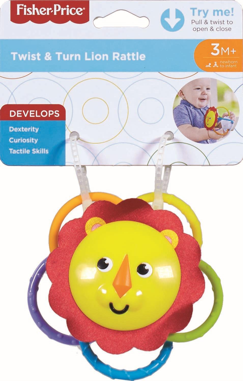 Mattel - Fisher-Price Twister-Rasselfreund Löwe - Rassel Beißring Greifling