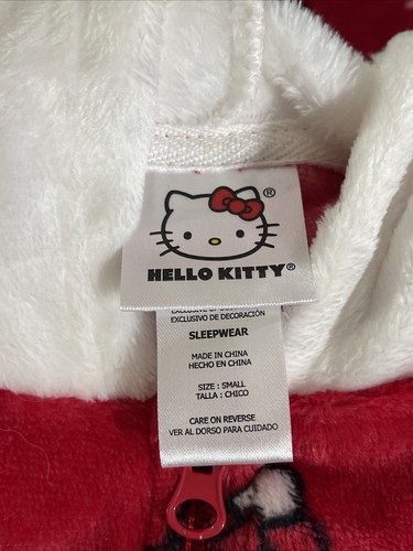 2023 Sanrio Hello Kitty Christmas Hooded One Piece Red Pajamas Jumpsuit Small S - Picture 2 of 14