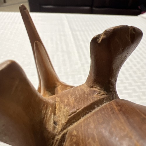 "Estatuilla de rinoceronte vintage tallada a mano de madera maciza 5,5"" H X 9"" W" - Imagen 14 de 24