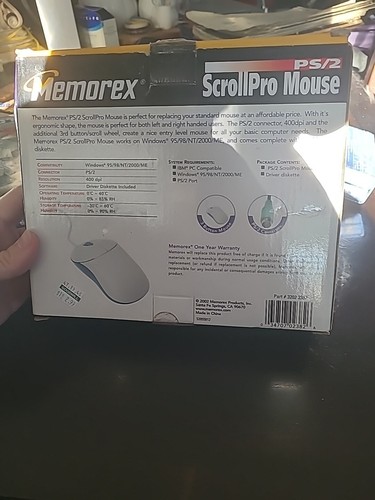 Memorex ScrollPro Mouse PS/2 Right or Left Handed 3 Button Scroll Wheel Open Box - Picture 3 of 3