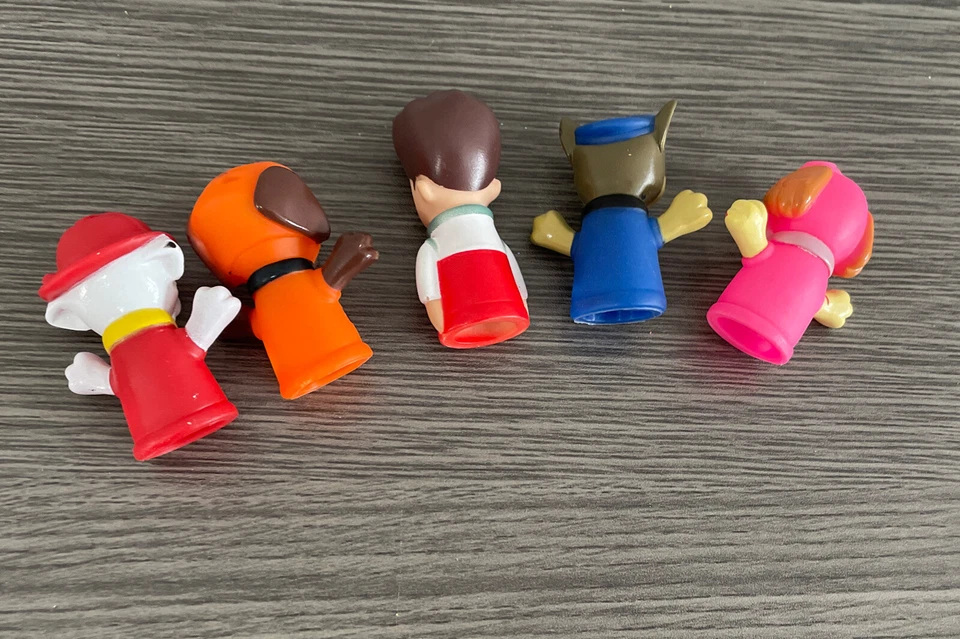 Paw Patrol Finger Puppets Bath Toy Vinyl Set Of 5  Marshall Ryder Skye Zuma Chas — 第 4/4 张图片