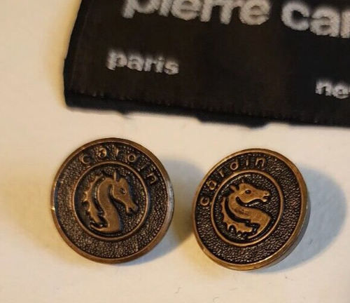 Vintage 8 Pierre Cardin Metal Blazer Replacement Buttons 13/16" 5/8" Waterbury - Picture 3 of 4