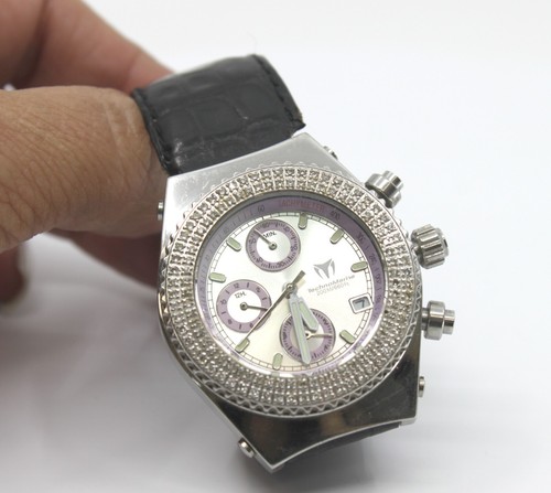 Reloj Pulsera Technomarine Diamante Taquímetro Cronógrafo Cara Púrpura Unisex - Imagen 8 de 12