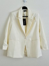 PrettyLittleThing Cream Oversized Dad Blazer Size 2