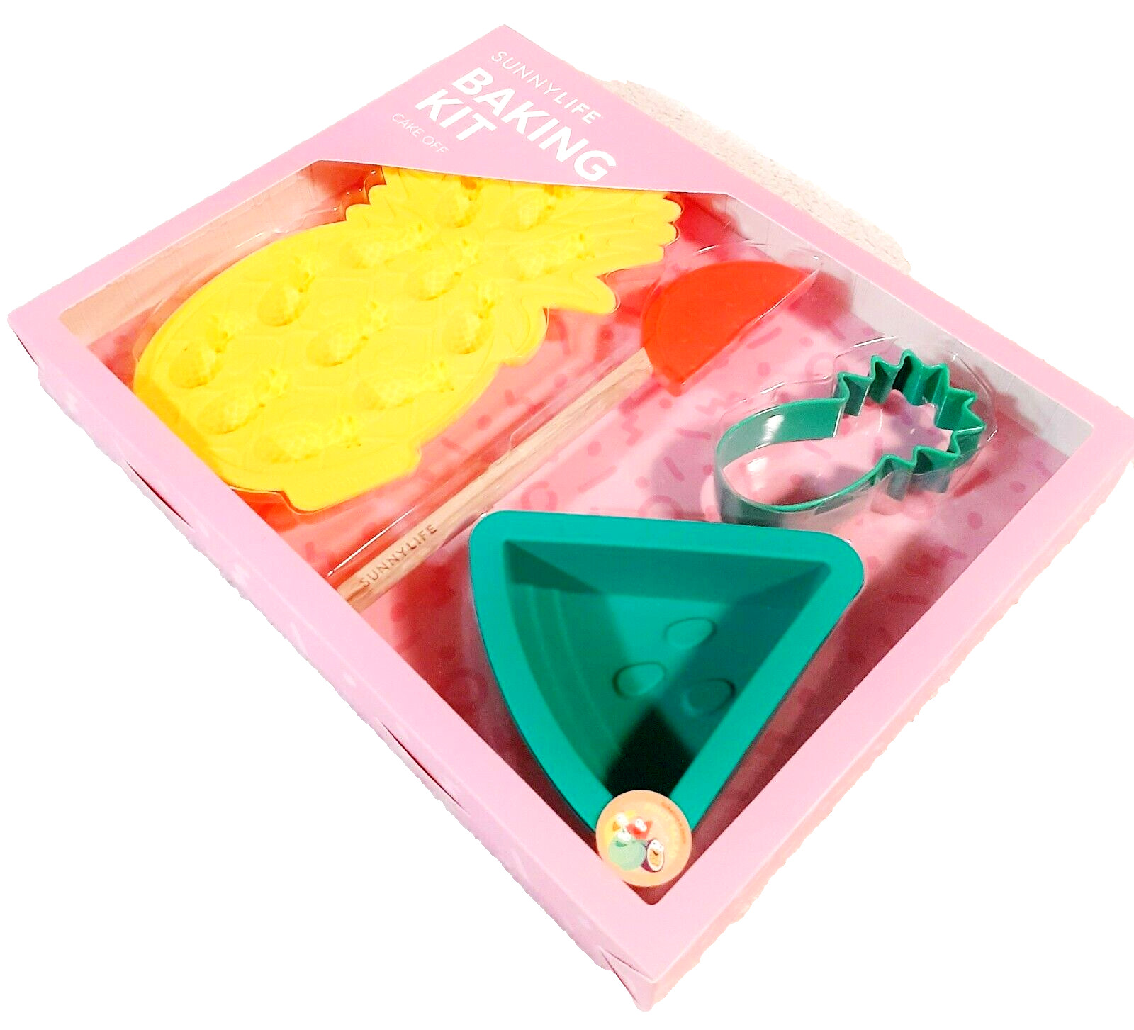 Sunnylife Fruit Salad 4 Piece Baking Kit Cupcake Mold Cookie Cutter Spatula NIB